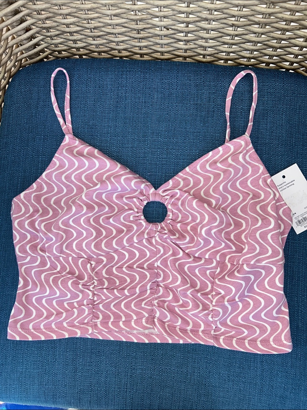 Kohl's Pink Wavy Ring-Front Cropped Tank Top